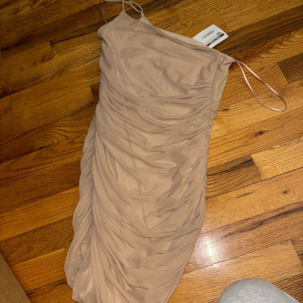 Cotton Candy Asymmetrical Tan Dress